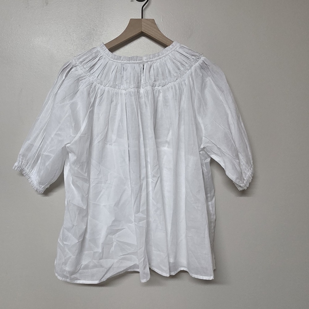 Merlette Menton Womens White 2 Piece Lightweight Ruffle Yoke Top Size M Cotton - Picture 5 of 8